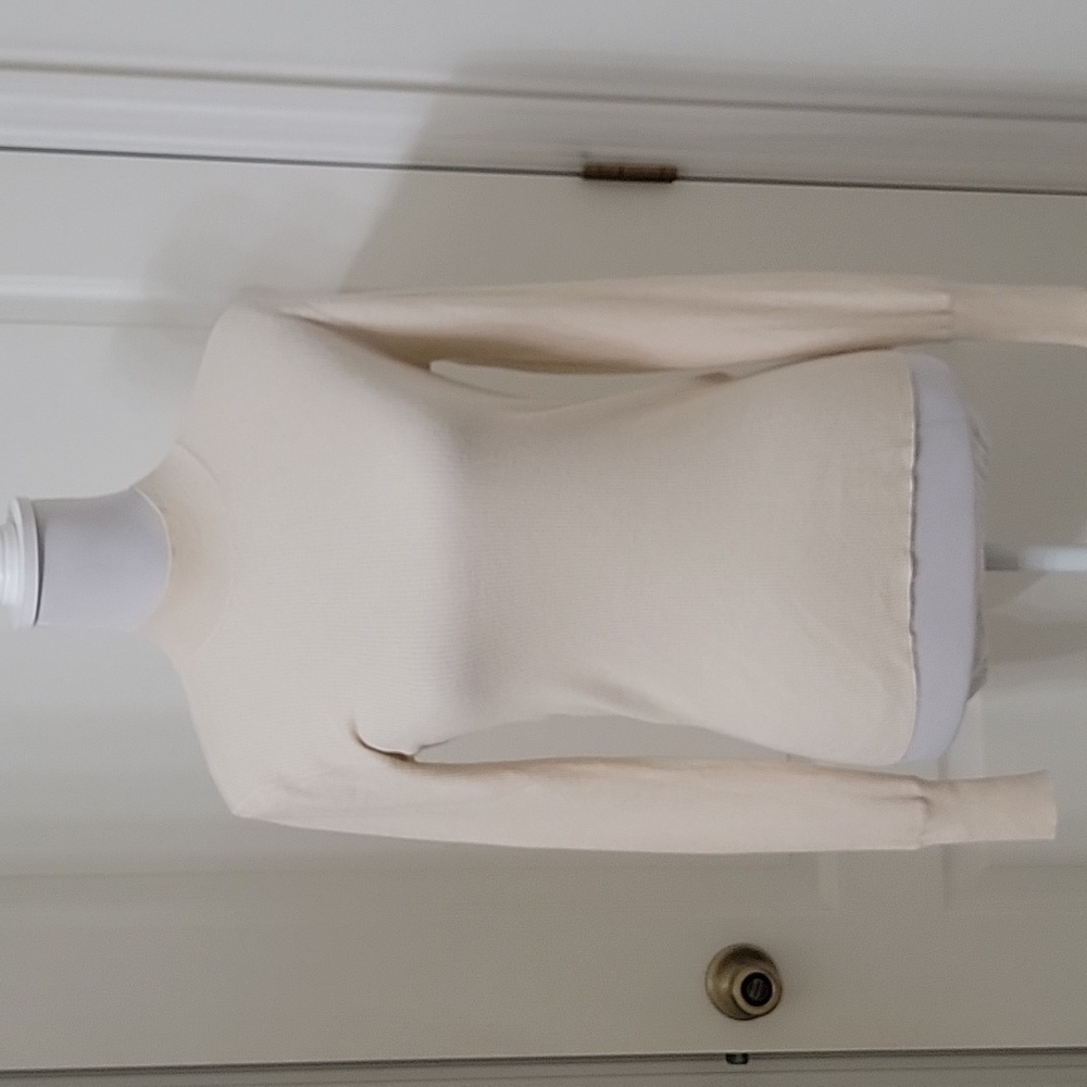 TSE Size S Cream Colored Cashmere & Silk Mock Neck Long Sleeve Knit Top/Sweater